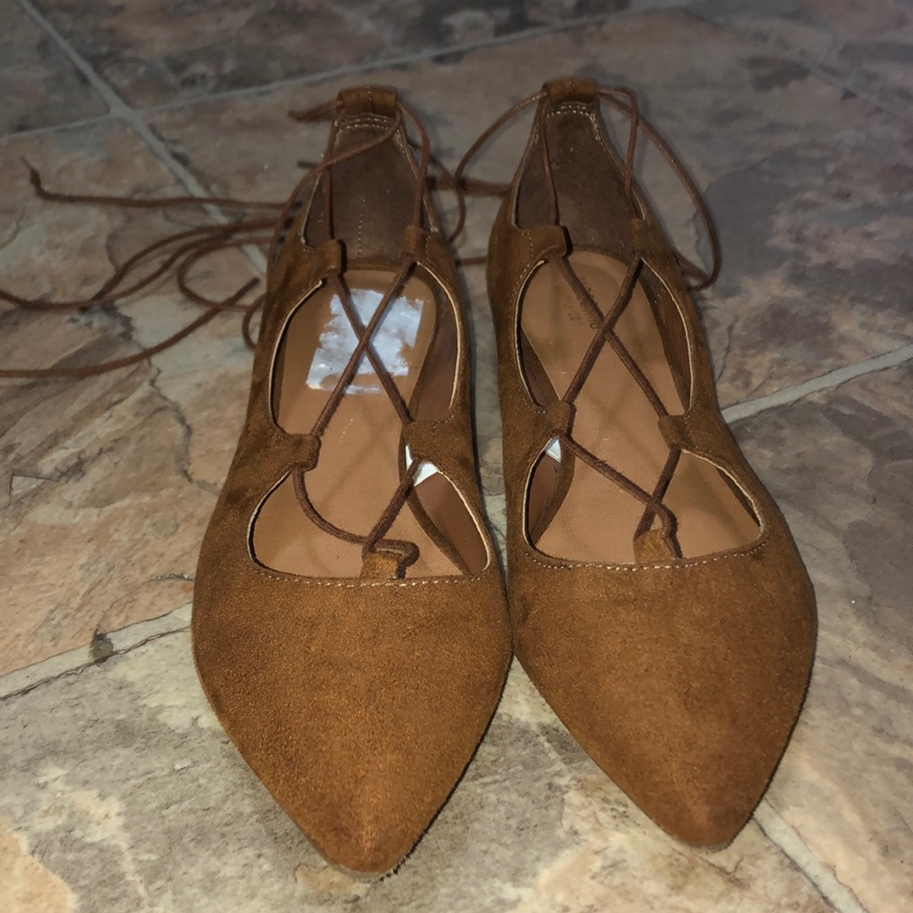 Brown Suede Mossimo Lace Up Flats - Size 7